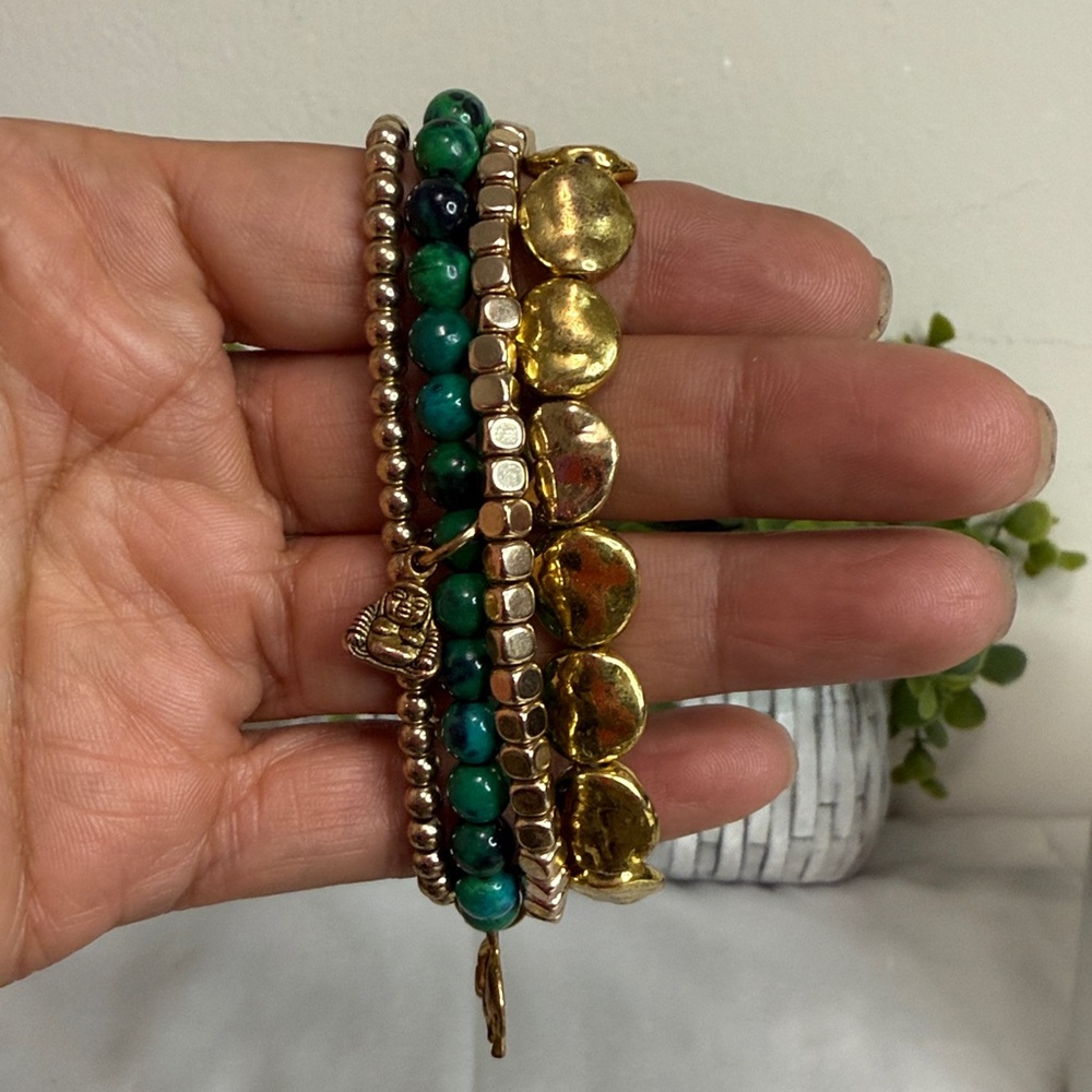 Elegant Chrysocolla Stackable Bracelet Set - image 2